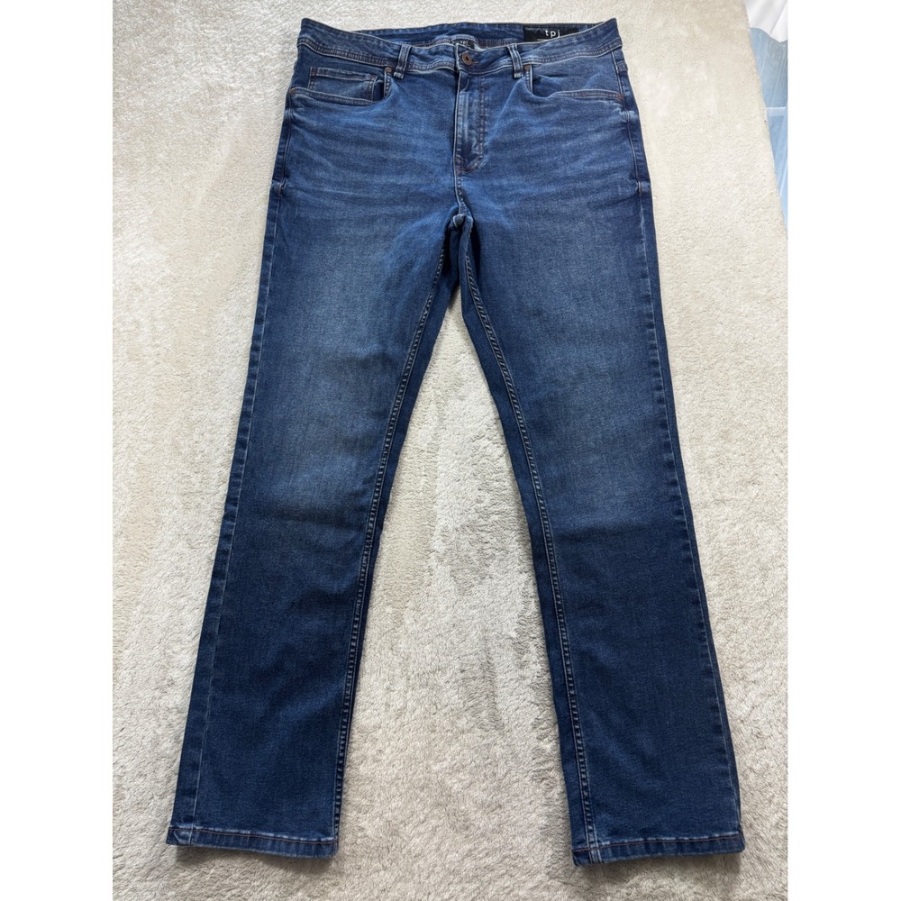 tpj The Perfect Jean Mens Slim Thick Stretch Blue Denim Jeans 36x32 Meas: 36x31
